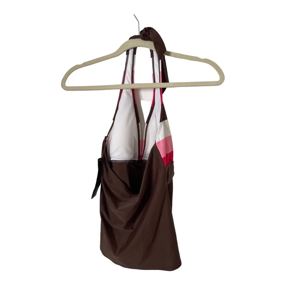 NWT La Blanca Bathing Suit Tank Top‎ Only  Brown and Pink 12